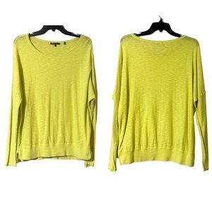 Vince Vibrant Yellow Lightweight Sweater Top  Split Hem Size Large